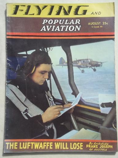 photo of 40s vintage Flying & Popular Aviation magazine w/ many old airplane photos #1