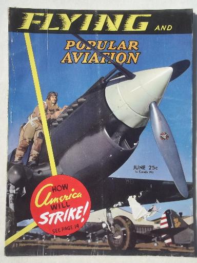 photo of 40s vintage Flying & Popular Aviation magazine w/ many old airplane photos #1