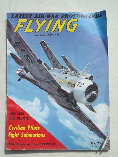 photo of 40s vintage Flying & Popular Aviation magazine w/ many old airplane photos #1