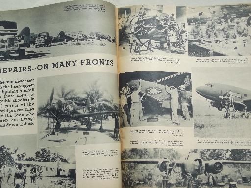 photo of 40s vintage Flying & Popular Aviation magazine w/ many old airplane photos #6