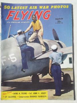 catalog photo of 40s vintage Flying & Popular Aviation magazine w/ many old airplane photos