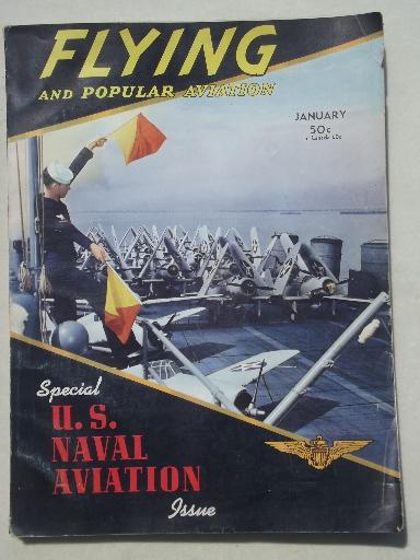 photo of 40s vintage Flying & Popular Aviation magazine w/ many old airplane photos #1