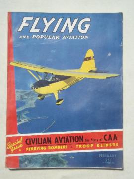 catalog photo of 40s vintage Flying & Popular Aviation magazine w/ many old airplane photos