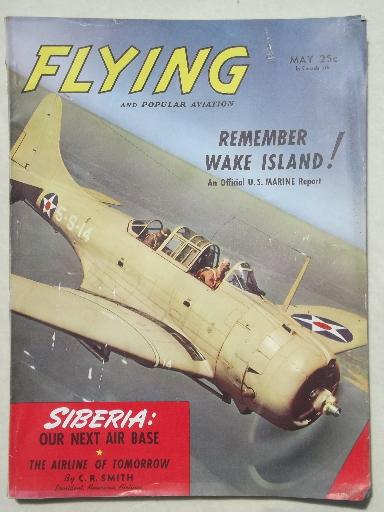 photo of 40s vintage Flying & Popular Aviation magazine w/ many old airplane photos #1