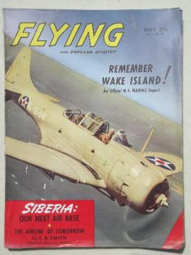 catalog photo of 40s vintage Flying & Popular Aviation magazine w/ many old airplane photos