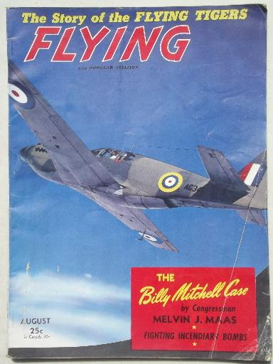 photo of 40s vintage Flying & Popular Aviation magazine w/ many old airplane photos #1