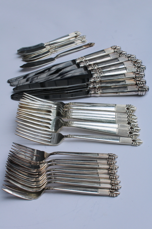 photo of 40s vintage Guildcraft silver plate flatware Astrid dinner & salad forks, butter & table knives  #2