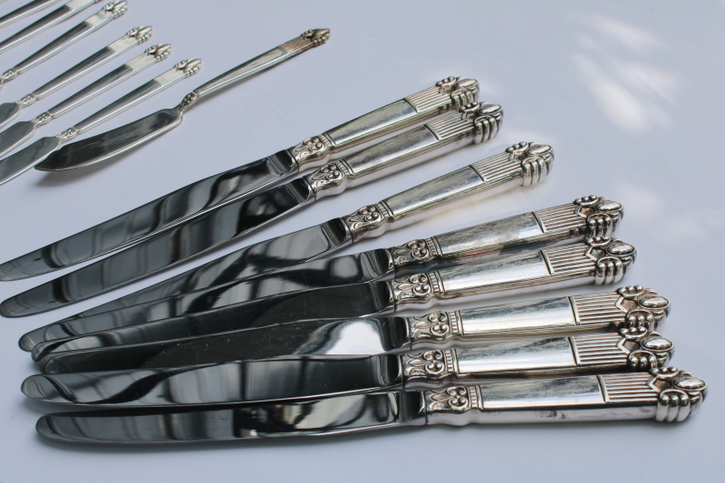 photo of 40s vintage Guildcraft silver plate flatware Astrid dinner & salad forks, butter & table knives  #8