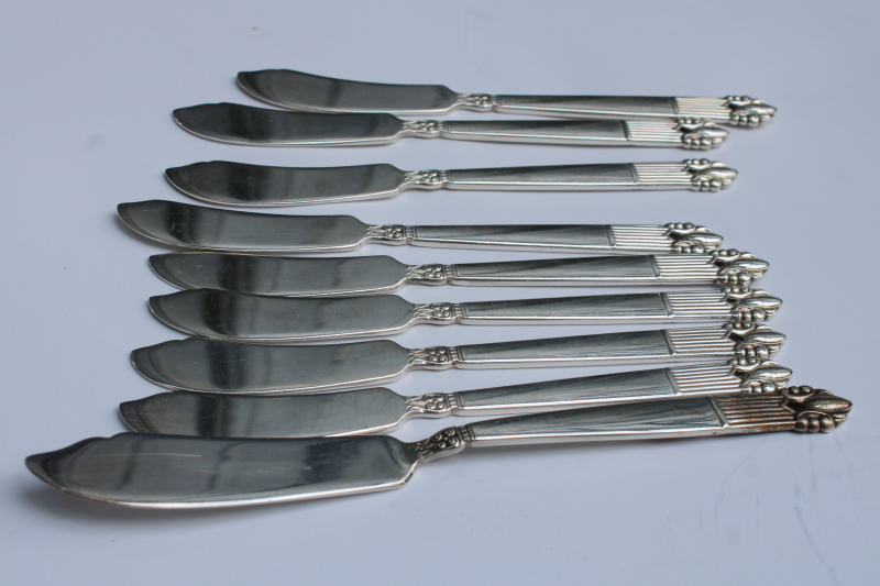 photo of 40s vintage Guildcraft silver plate flatware Astrid dinner & salad forks, butter & table knives  #10