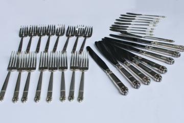 catalog photo of 40s vintage Guildcraft silver plate flatware Astrid dinner & salad forks, butter & table knives 