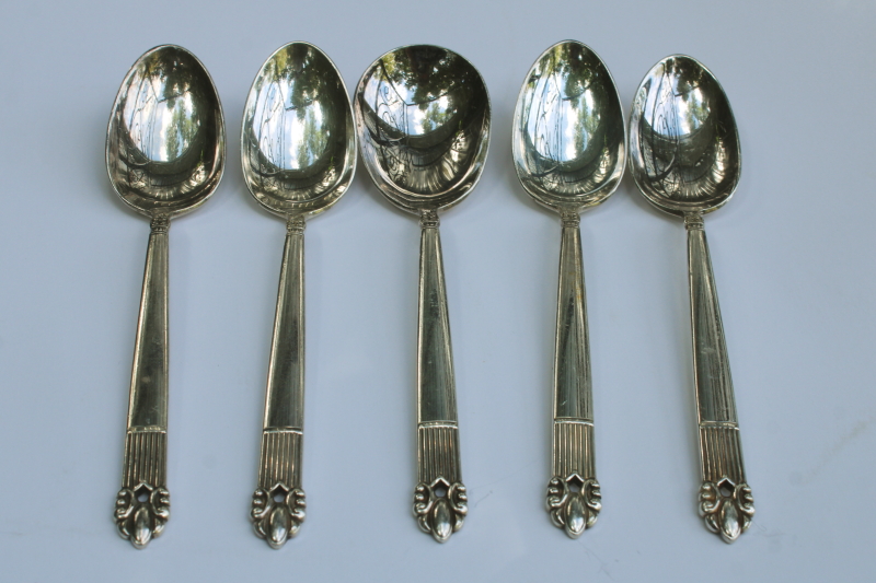 photo of 40s vintage Guildcraft silver plate flatware Astrid teaspoons & sugar spoon  #1