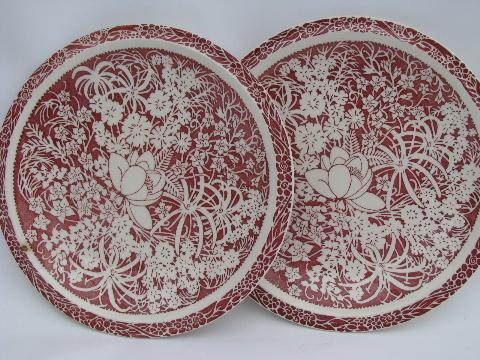 photo of 40s vintage Hawaiian Flowers plates, Don Blanding Vernon Kilns ware #1