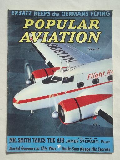 photo of 40s vintage Popular Aviation magazine, from airplane pilot estate collection #1