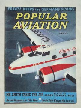 catalog photo of 40s vintage Popular Aviation magazine, from airplane pilot estate collection