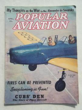 catalog photo of 40s vintage Popular Aviation magazine, from airplane pilot estate collection