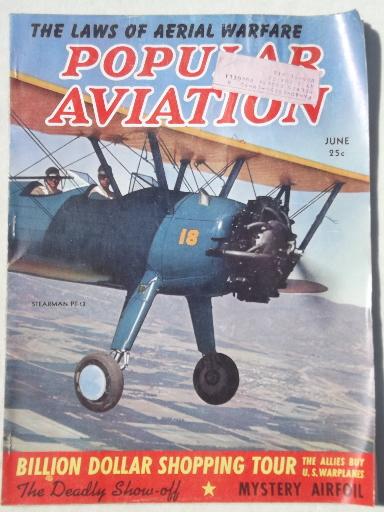 photo of 40s vintage Popular Aviation magazine, from airplane pilot estate collection #1