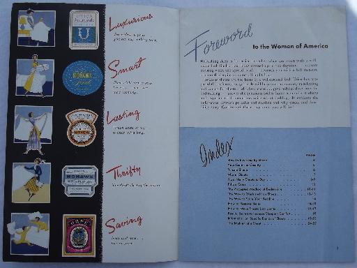 photo of 40s vintage Utica Mohawk catalog, bed sheet types, cotton fabric swatches #2