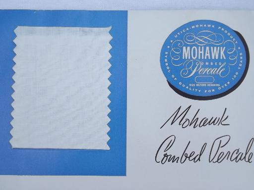 photo of 40s vintage Utica Mohawk catalog, bed sheet types, cotton fabric swatches #4