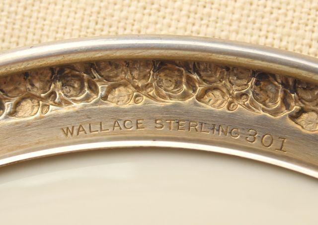 photo of 40s vintage Wallace sterling silver rimmed Queensrose - Germany china bowl #7