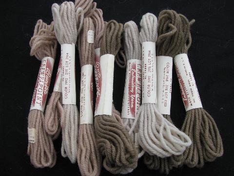 photo of 40s vintage crewel embroidery / needlepoint yarn lot, pure wool, 28 skeins #2