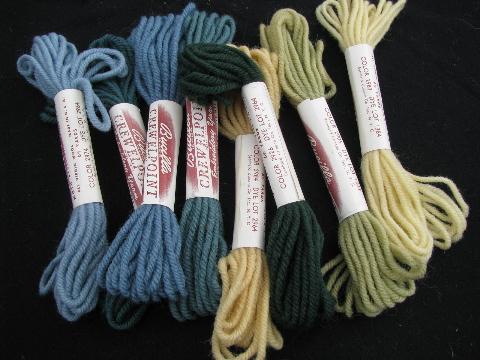 photo of 40s vintage crewel embroidery / needlepoint yarn lot, pure wool, 28 skeins #4