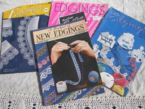 photo of 40s vintage crochet booklets lot, lacy trims, lace edging patterns #1