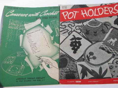 photo of 40s vintage crochet pattern booklets lot, lace edgings, doilies, potholders etc. #4