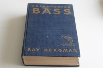 catalog photo of 40s vintage sportman's guide Bass fishing w/ old color prints suitable for framing 
