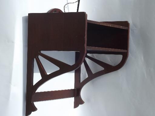 photo of 40s vintage wood wall mount desk, message table for phone or guest book #2