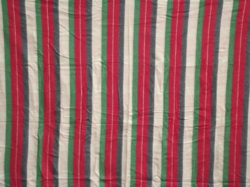 photo of 40s-50s vintage camp blanket, red, green, black trapper's stripe blanket #3
