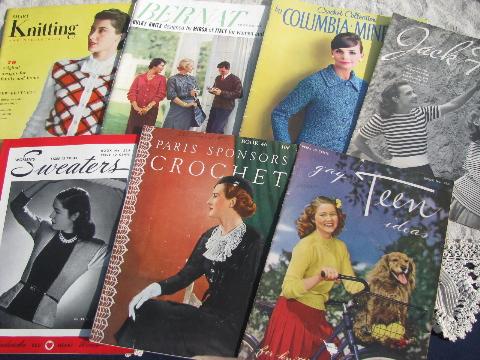 photo of 40s-50s vintage knitting pattern booklets and magazines, lots of sweaters #1