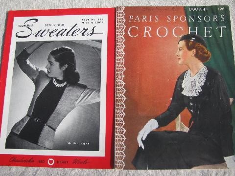 photo of 40s-50s vintage knitting pattern booklets and magazines, lots of sweaters #2