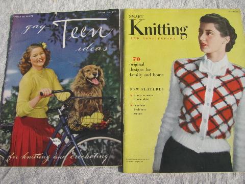 photo of 40s-50s vintage knitting pattern booklets and magazines, lots of sweaters #6