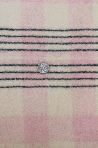 photo of 40s-50s vintage plaid wool camp blanket, double long fold over blanket #5