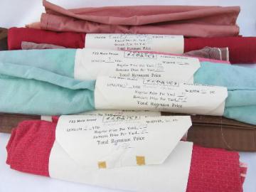 catalog photo of 40s-50s-60s vintage fabric remnant lengths, patterened weave cotton shirting