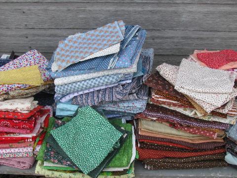 photo of 45 lbs print fabric scraps lot, tiny prints / florals for quilting or doll clothes #1