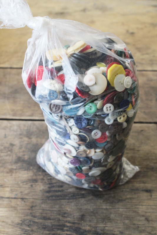 photo of 5 POUNDS lot old, antique, vintage buttons, button box collection from estate #1