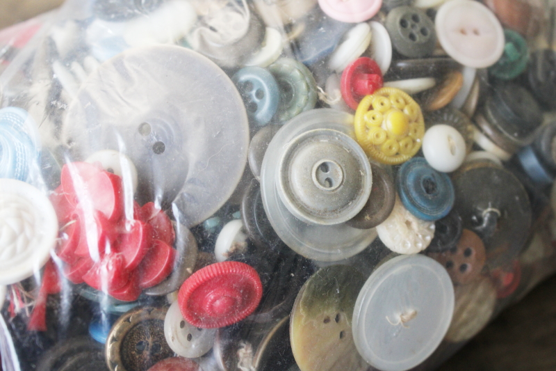 photo of 5 POUNDS lot old, antique, vintage buttons, button box collection from estate #3