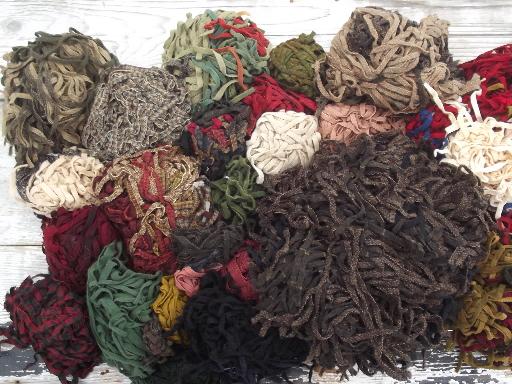 photo of 5 lbs wool strips for rug hooking, huge lot pre-cut wool fabric in vintage colors #1