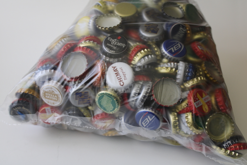 photo of 5 plus pounds assorted used beer bottle caps for junk crafts or upcycle projects #2