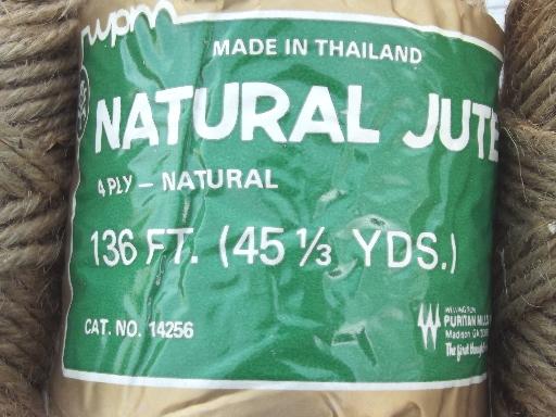 photo of 5 spools of vintage jute twine, natural rope color cord new old stock rolls  #3