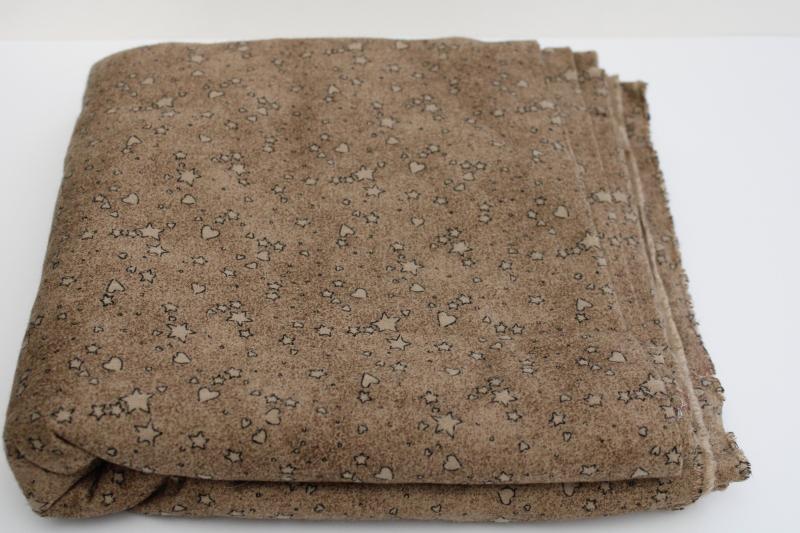 photo of 5 yards cotton flannel fabric, rustic country primitive tiny print tan w/ black #1