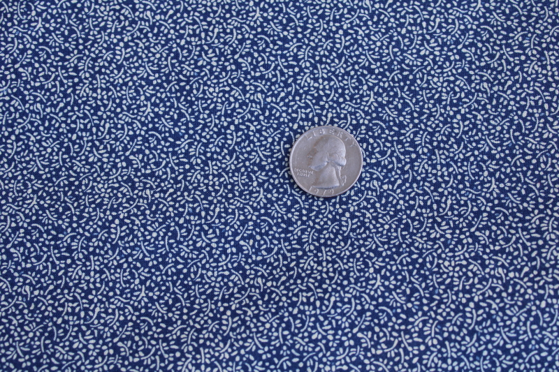 photo of 5 yards indigo blue white tiny print calico fabric vintage Peter Pan cotton prairie girl style #1