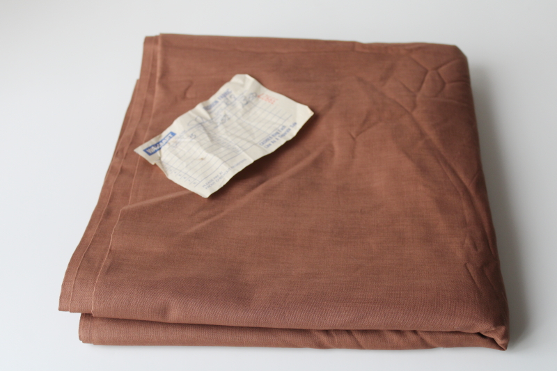 photo of 5 yards vintage cotton poly blend fabric, milk chocolate brown solid quilting weight fabric  #1