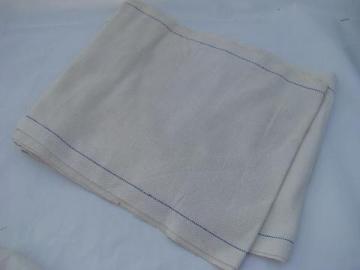 catalog photo of 5 yards vintage cotton roller towel fabric, old blue stripe