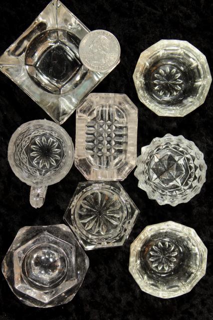 photo of 50+ antique and vintage pressed pattern glass salt cellars, salts dips dishes #2