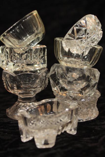 photo of 50+ antique and vintage pressed pattern glass salt cellars, salts dips dishes #5