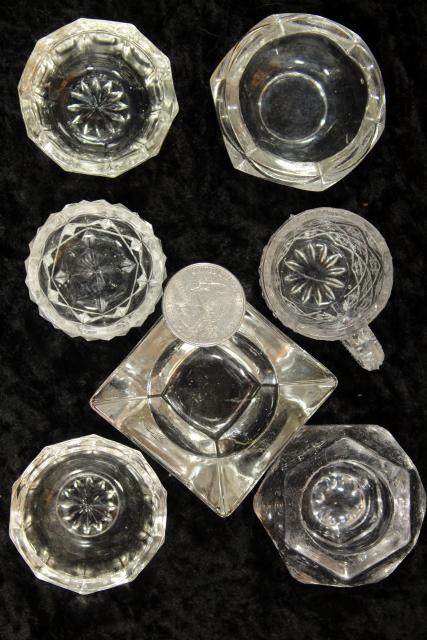 photo of 50+ antique and vintage pressed pattern glass salt cellars, salts dips dishes #6