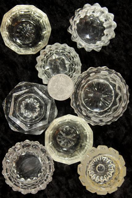 photo of 50+ antique and vintage pressed pattern glass salt cellars, salts dips dishes #9