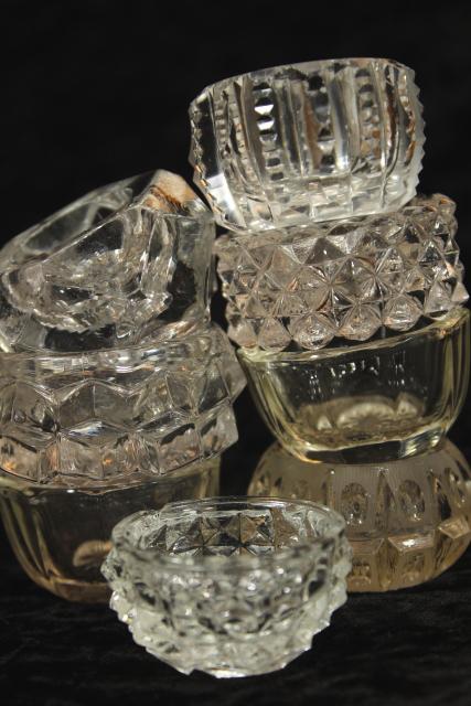 photo of 50+ antique and vintage pressed pattern glass salt cellars, salts dips dishes #10